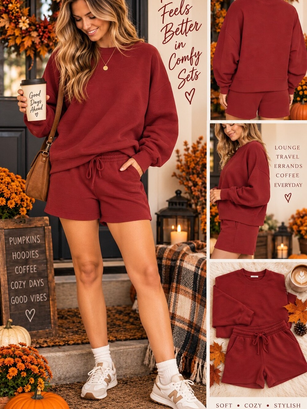 Zenana Ribbed Round Neck Pullover and Shorts Set